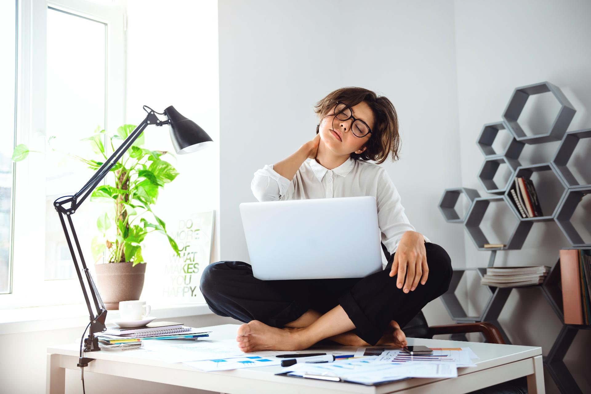 Young Beautiful Businesswoman Sitting Table With Laptop Workplace